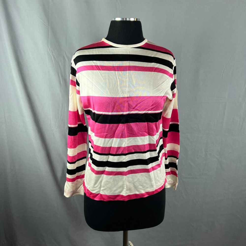 Vintage Jane Colby Knitted Top Womens Large Multi Half Zip Long Sleeve Pullover